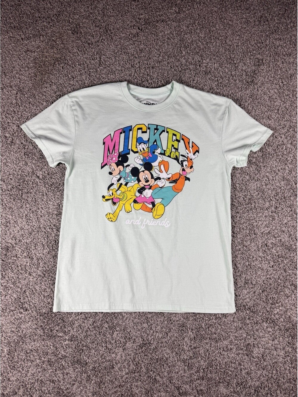 Mickey And Friends Graphic Tee Women’s Light Green‎ Short Sleeve T-shirt Size L